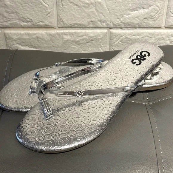 G by Guess Shoes Gbg Los Angeles G By Guess Silver Sandals Sz